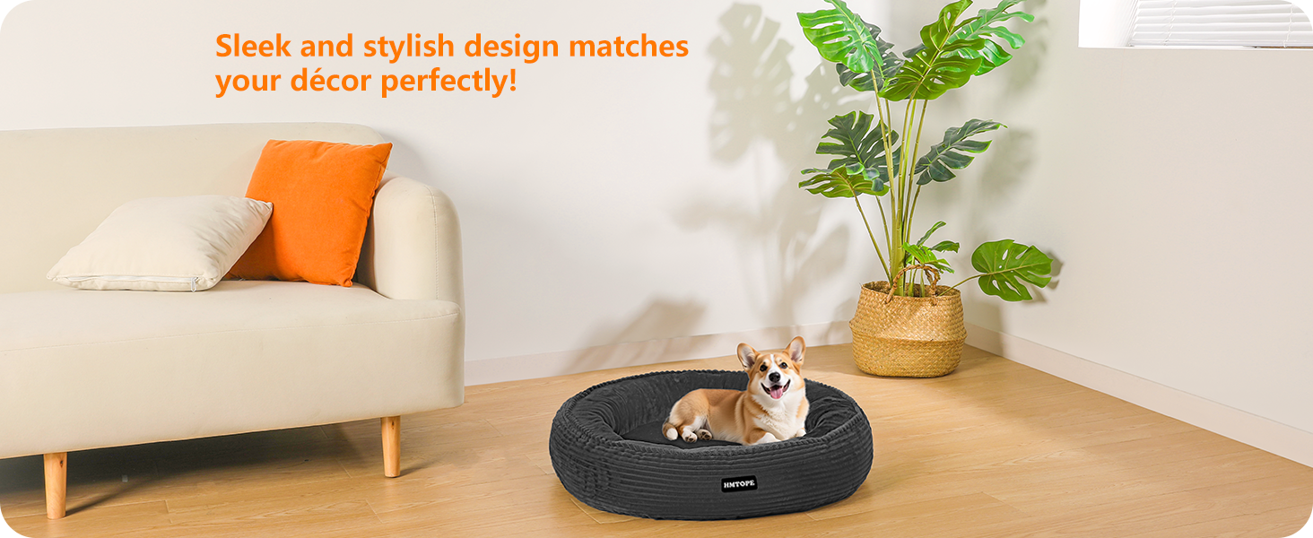 Кругле ліжко для собак середніх порід, котяче ліжко, зручне, знімне, Ø 70 см, 70x70x20 см, темно-сіре