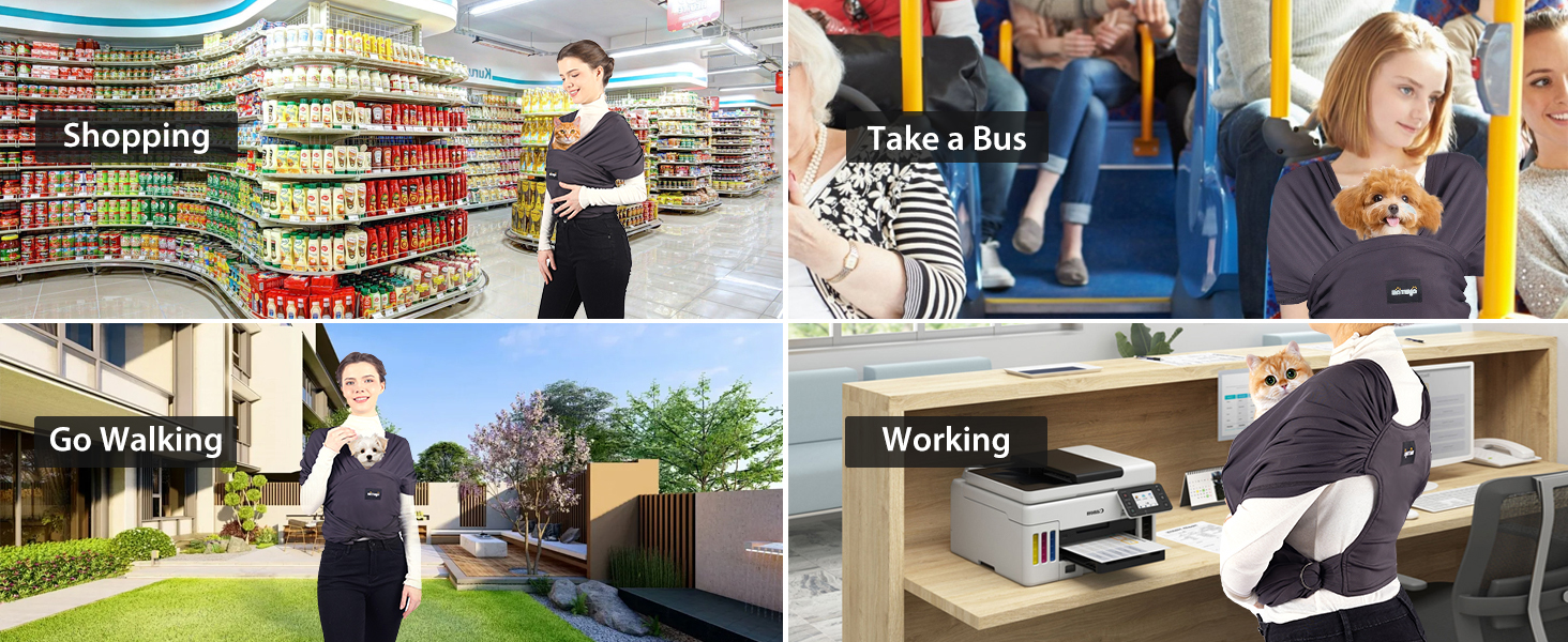 NATUYA Сумка-переноска для собак, легка, для цуценят, проти тривоги, регульована, преміум-якість, Sling Warp (Драк Сірий), темно-сірий