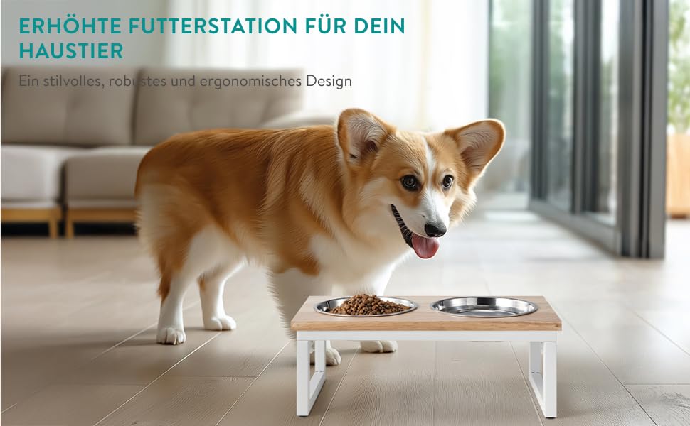 Набір мисок для собак Navaris: піднята годівниця, 800 мл, нержавіюча сталь, для води та корму, миється в посудомийній машині, складана