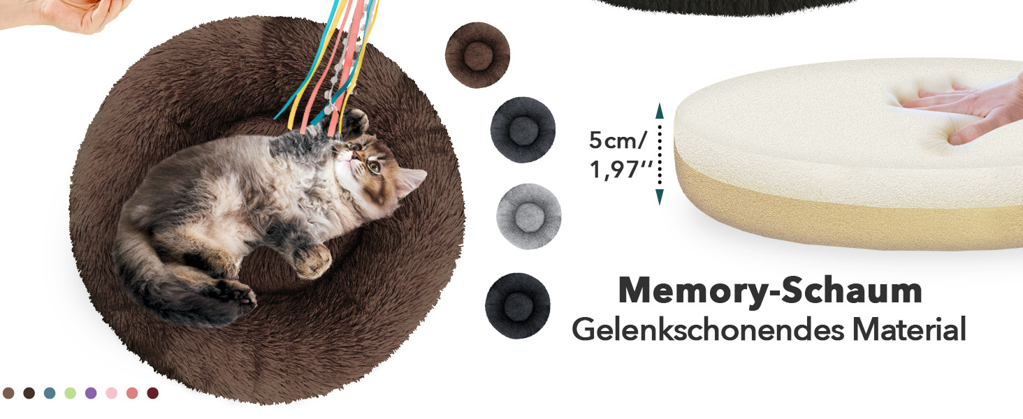 Ортопедичне ліжко для собак середніх порід, 70 см. Квадратне, з ефектом пам'яті, м'яке, з штучним хутром. Колір: Кофе.