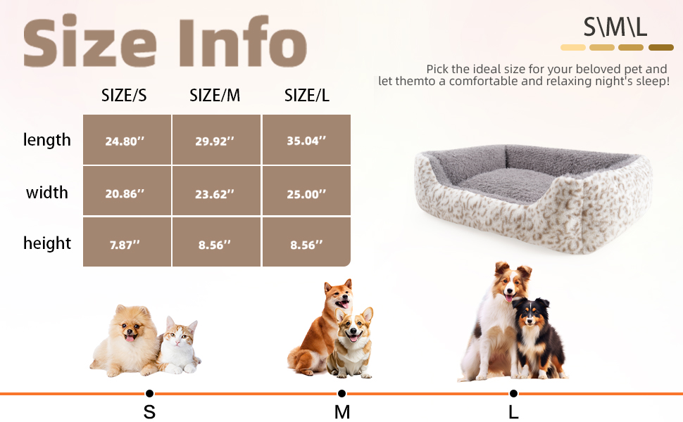 М'яке ліжко для собак Roypet з матрацом, антистресове, для цуценят, собак та котів, прямокутне, сіре, розмір S, з принтом леопарда, миється