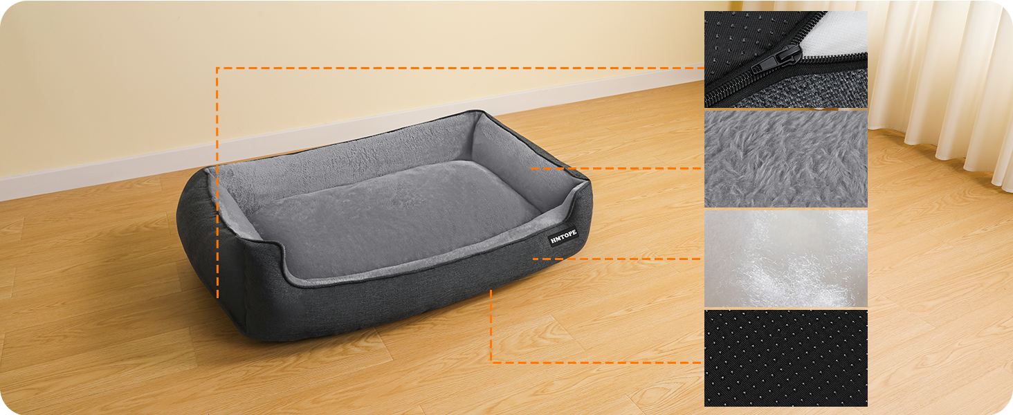 Ліжко для собак, диван-лежанка, подушка для тварин, корзинка для собак. Знімне та пральне, сірого кольору, розмір 90 x 75 x 25 см