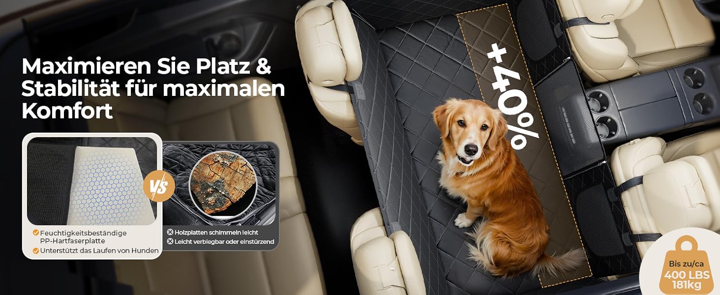 Килимок для собак у машину з жорсткою основою | Водонепроникний, антиковзний, захисний чохол на заднє сидіння авто | Килимок-матрас для собак XXL з 6 шарами та 2 фіксаторами для ременів безпеки