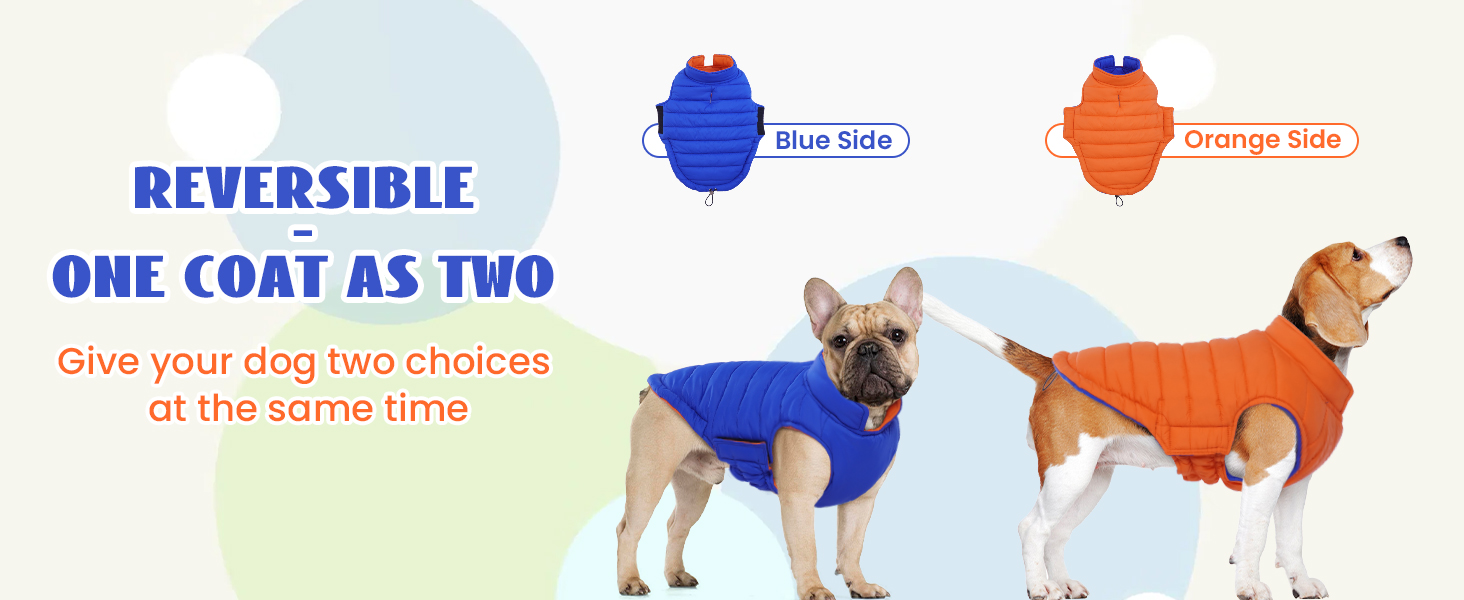 Зимовий одяг для собак Lelepet: тепла водонепроникна куртка для великих собак, двостороння вітрозахисна куртка з застібкою-липучкою, оранжевого та синього кольорів, розмір 2XL