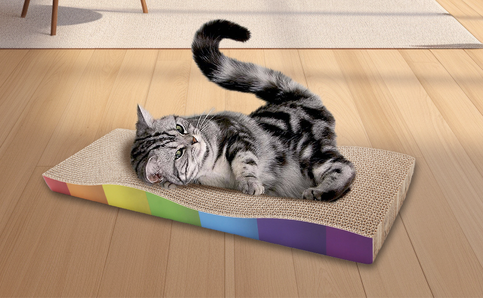 Котячі кігтеточки, 2 шт. Міцні картонні кігтеточки для котів з котячою м'ятою, перероблювана картонна підставка для дряпання котів 62.9 * 21.5 * 4.8 см, кігтеточки для догляду за кігтями