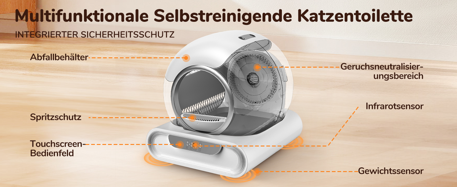 Автоматичний лоток для котів Katzenklo XXL з самоочищенням, керуванням через додаток, датчиком безпеки та усуненням запаху. Великий об'єм для кількох котів.