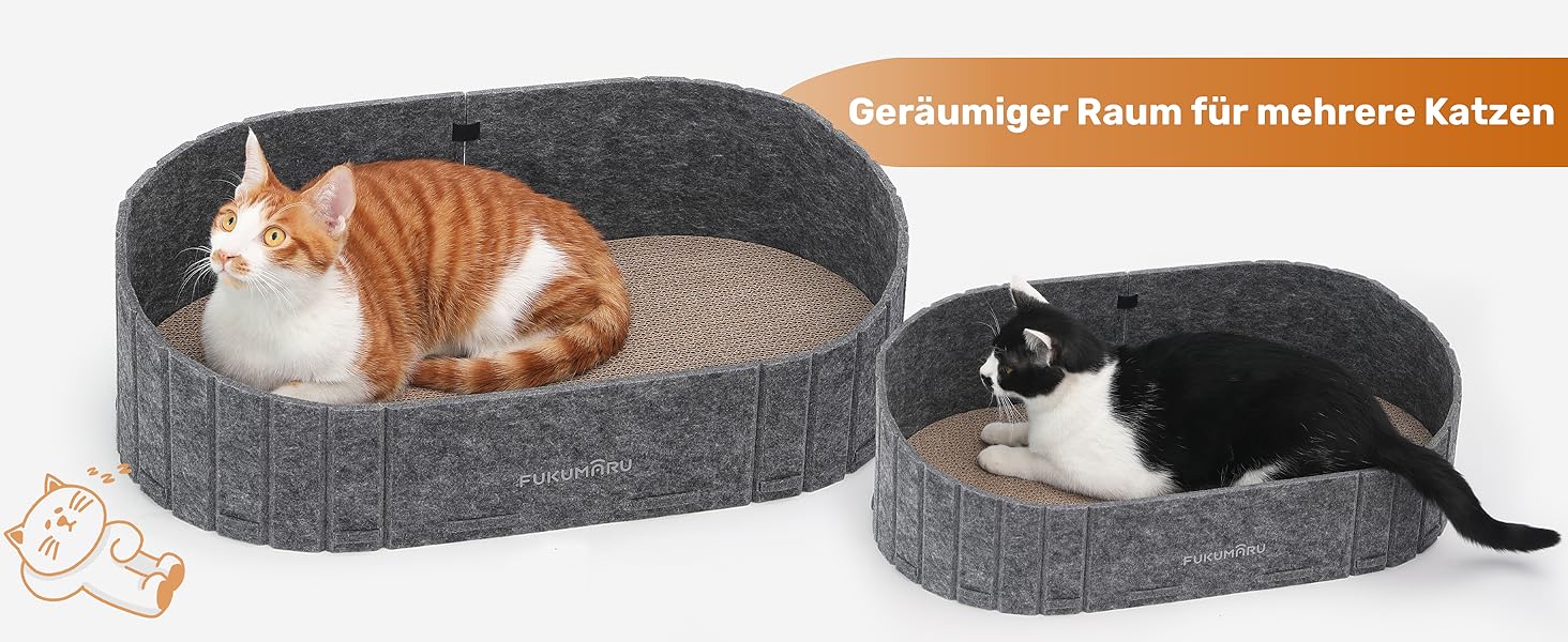 Кразборт для котів FUKUMARU, 61 см, крафтовий, у формі дивану, з круглими накладками, сірий