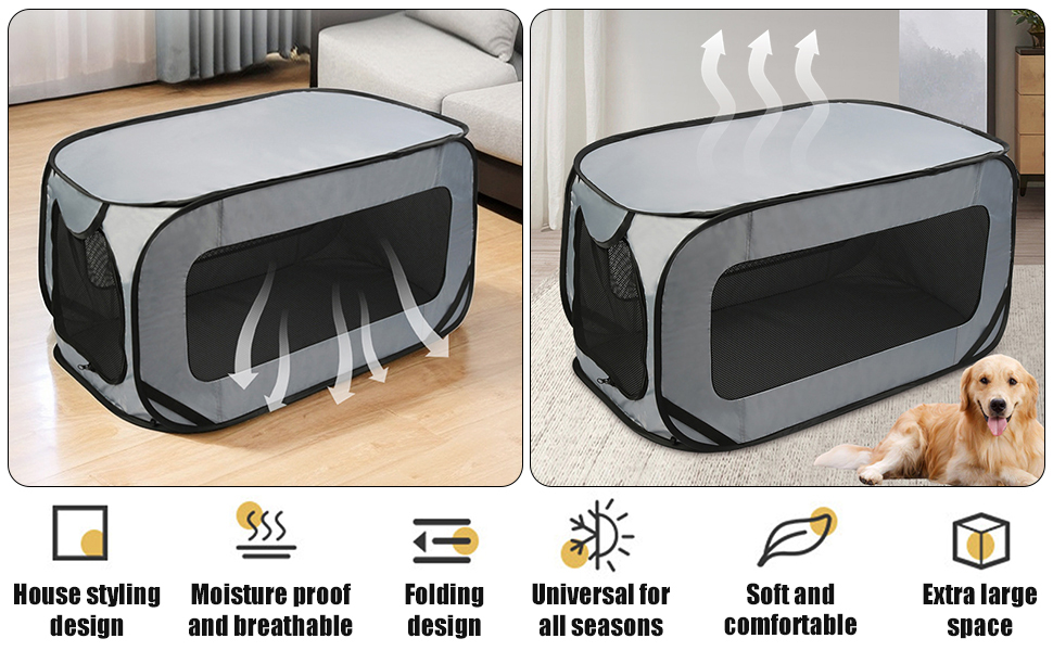 Транспортна переноска для собак та котів, складана, Pop-Up, 94x53x53 см, сіра