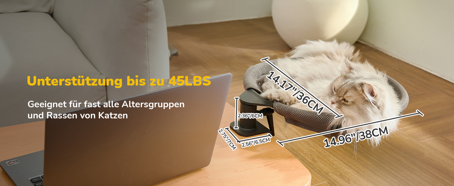 Кішка-гамак CATISM: крутиться на 360°, зручне ліжко-кошик для котів, сірий, 36x38 см, до 20 кг