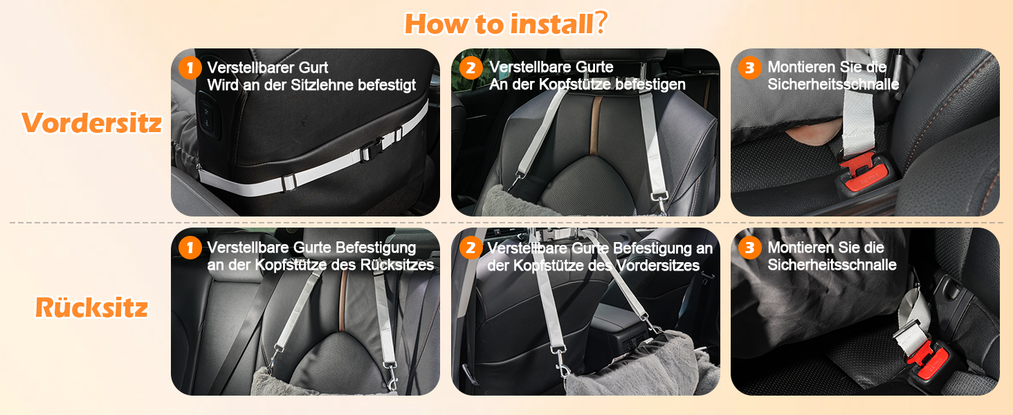 Автокрісло для собак 3-в-1 з розкладним ліжком – переносна автолюлька для маленьких собак, з м'яким матрацом, для переднього або заднього сидіння, внутрішнє та зовнішнє використання (02-Сірий)