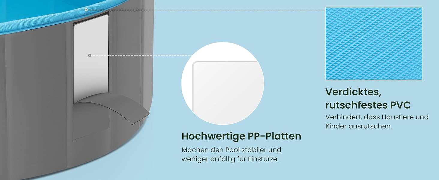 Басейн для собак EUGAD, складаний, 120x30 см, сірий. Плавальне озеро для собак, антиковзне PVC.