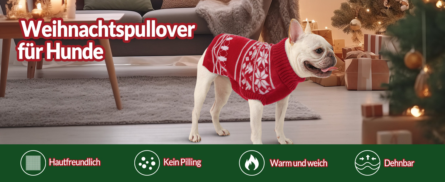 Пуловер для собак на Різдво, великі породи, з рожевим горлом, з малюнком сніжинок, для собак, різдвяний костюм, L, обхват грудей 53 см, червоний