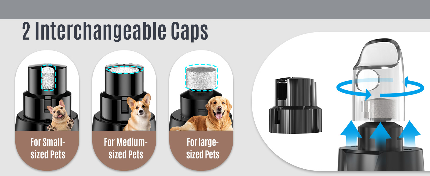 Електричний шліфувальник кігтів для собак та котів Casfuy Neue - тиха робота, 7 годин роботи, 2 LED, для собак великих, середніх та малих порід, чорний