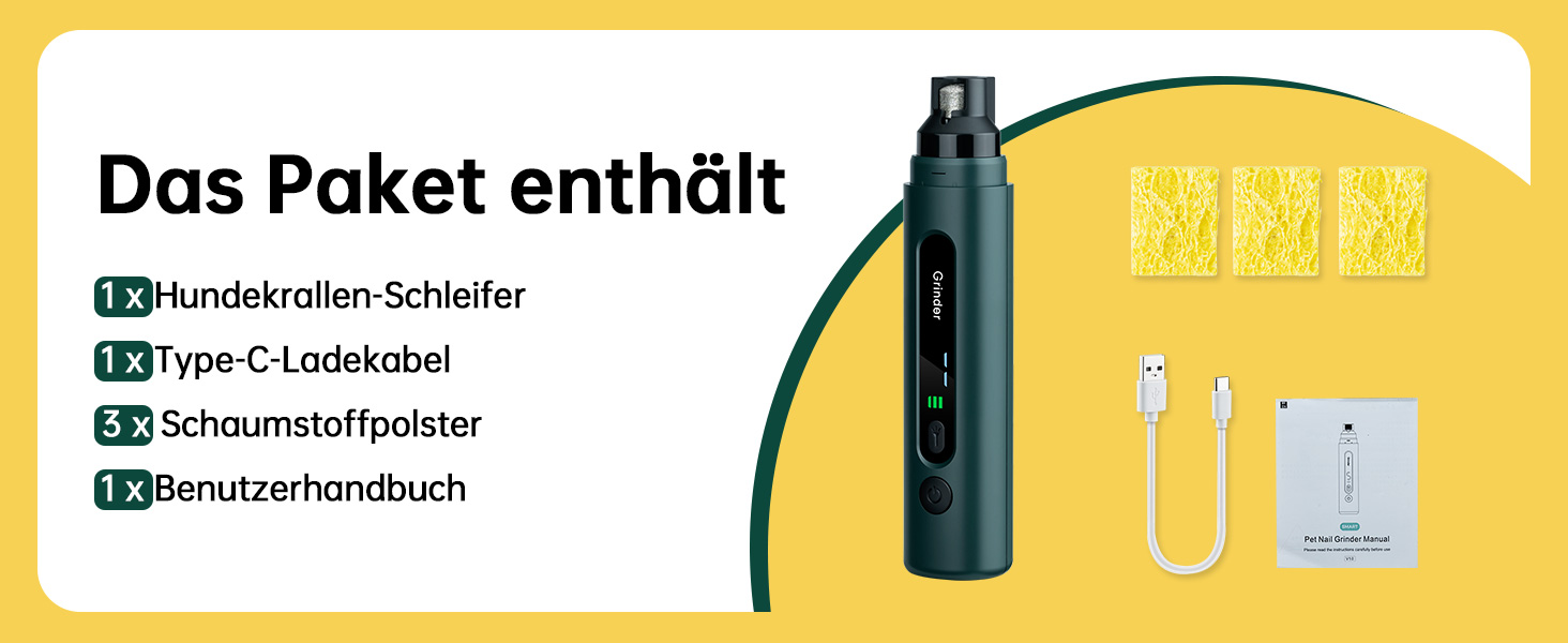 Машинка для стрижки кігтів для собак та котів Krallenschleifer з LED підсвіткою, 5 режимів, тиха (45 дБ)