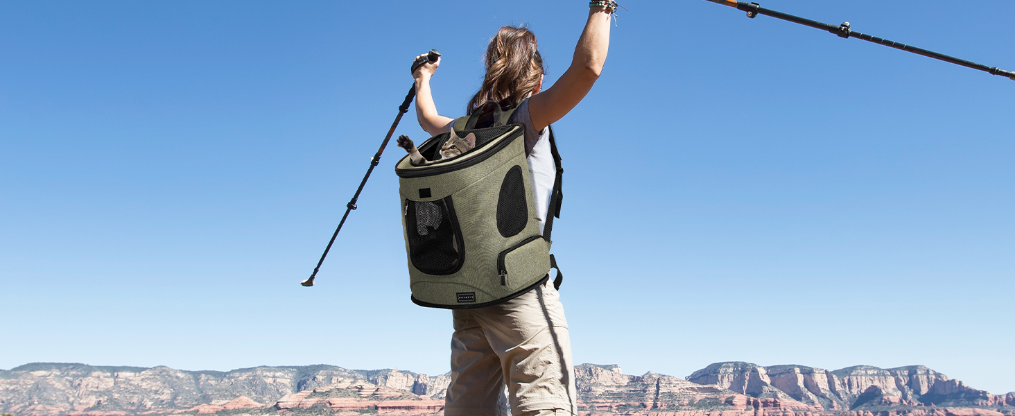 Рюкзак для котів та собак Petsfit - зелений, до 5 кг, з сіткою та регульованим ременем