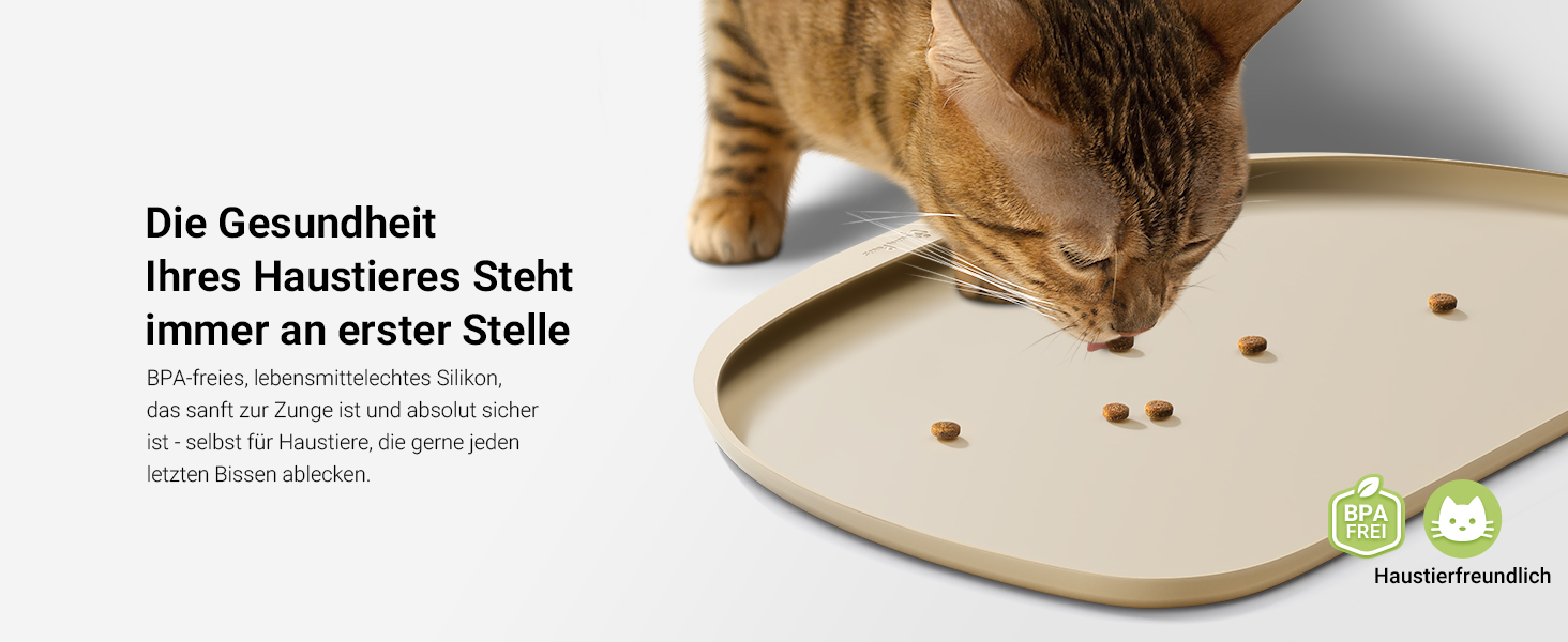 Підкладка під миску для котів DownyPaws, силіконова, 62 x 43 см, бежева. Захист від розливу води та корму, легко миється, BPA-free