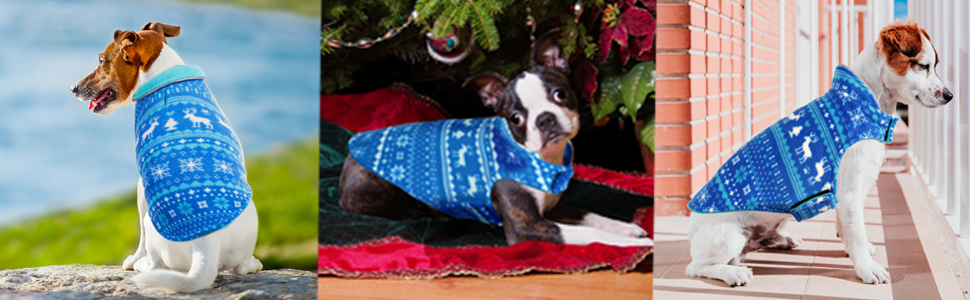 Флісовий теплий жилет для собак ABRRLO, світловідбиваючий, для маленьких та середніх собак, реверсивний, синій, XXL