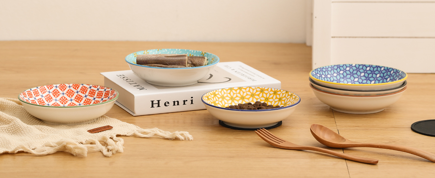 Набір мисок для котячого корму Napf Katze з кераміки, набір 6 шт. з антиковзною підкладкою, об'єм 250 мл, серія