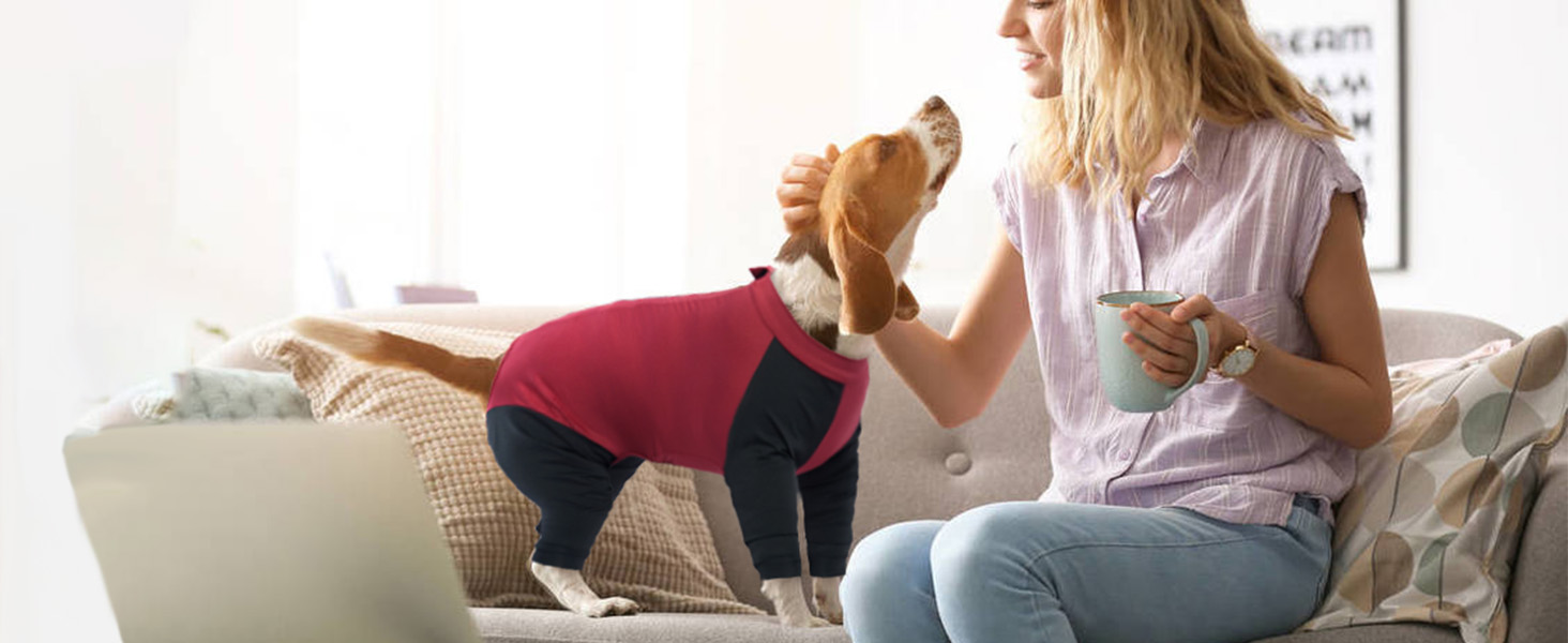 Комбінезон для собак Hjyokuso з ніжками, піжама для собак середніх порід, післяопераційний одяг для собак, червоний