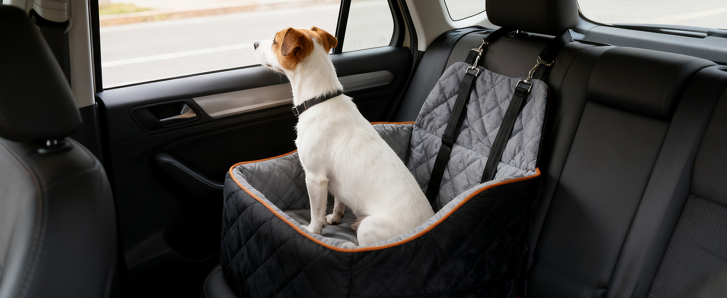 Автомобільний собачий сидіння для собак великих та середніх порід до 45 кг, знімний та пральний, з безпечними ременями та неслизьким дном для заднього сидіння авто