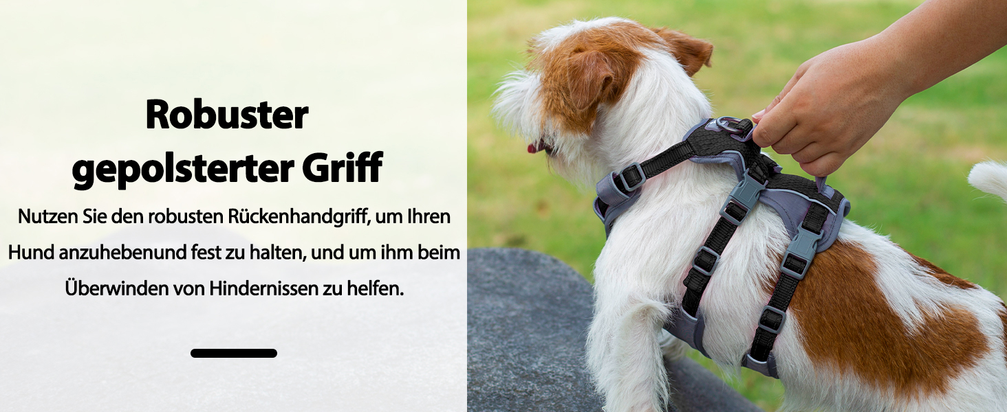 Шлейка Huntboo для собак - запобігання вириванню, шлейка від паніки, світловідбиваюча шлейка з ручкою, регульована шлейка для собак маленьких, середніх та великих порід (Чорний, S)