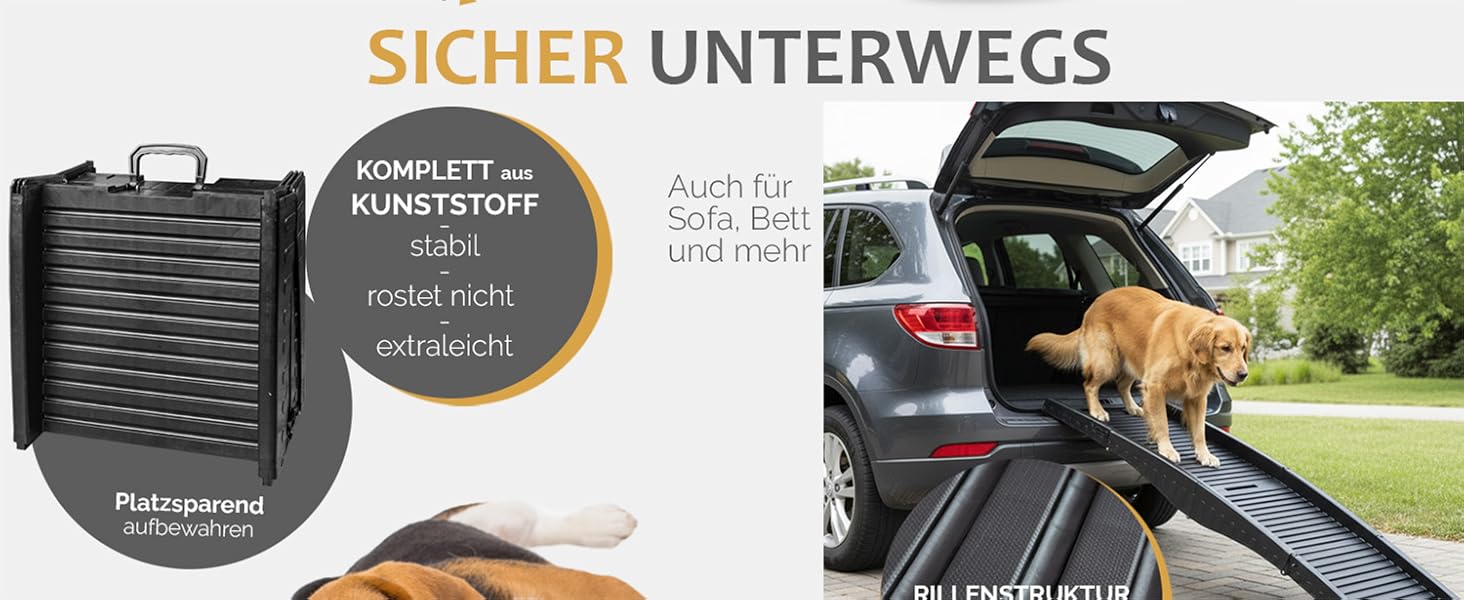 Рампа для собак у автомобіль, алюміній, Petigi, для SUV, антиковзка, вантажопідйомність 70/90/150 кг, моделі 01 та 06