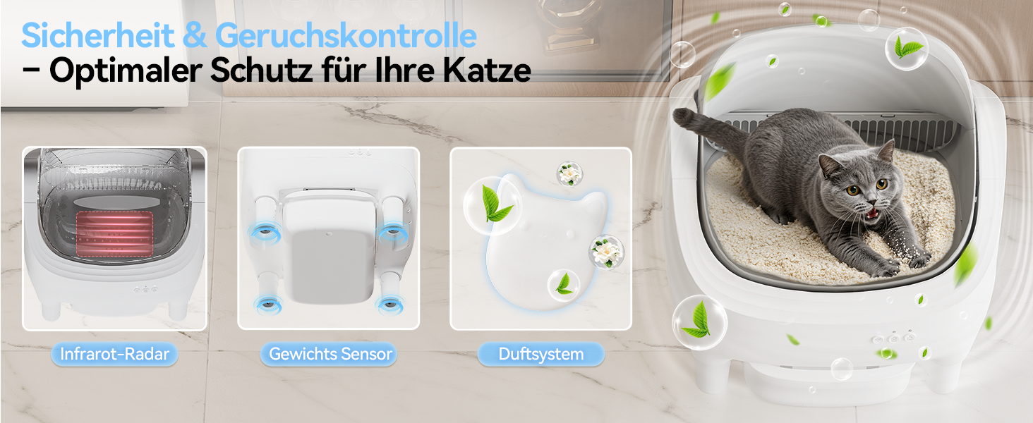 Автоматичний лоток для котів з самоочищенням, керуванням через додаток, великий розмір XXL, для великих котів (до 15 кг) та кількох котів, самоочищення на 15 днів