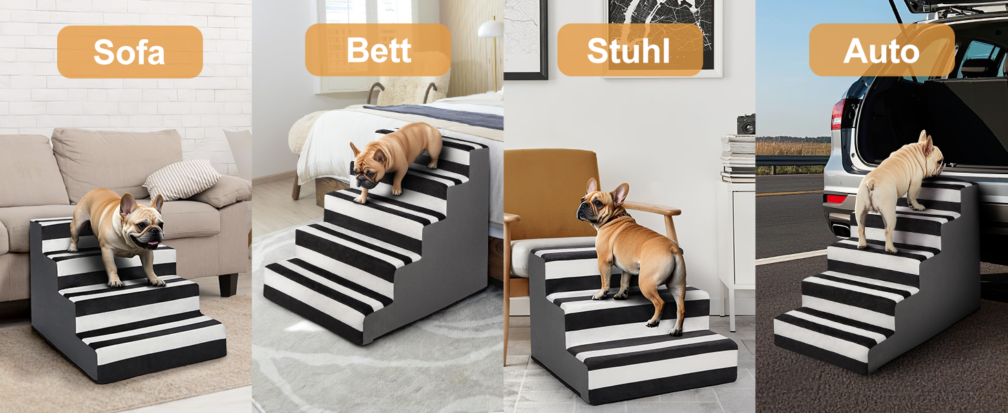 Сходинка для тварин PawK знімний чохол, 3 сходинки, щільний пінопласт, для собак та котів, 45 x 45 x 34 см