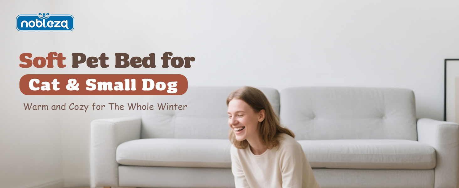 Ліжко для котів Nobleza, м'яке та пухнасте, 50 x 40 см, коричневе. Також підходить для маленьких собак. Легко миється, не слизьке.