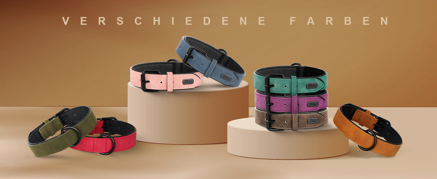 Нашийник для собак Didog з м'якої шкіри, дихаючий, міцний, з регульованою металевою застібкою, зелений, L, 33-43 см, 10-20 кг