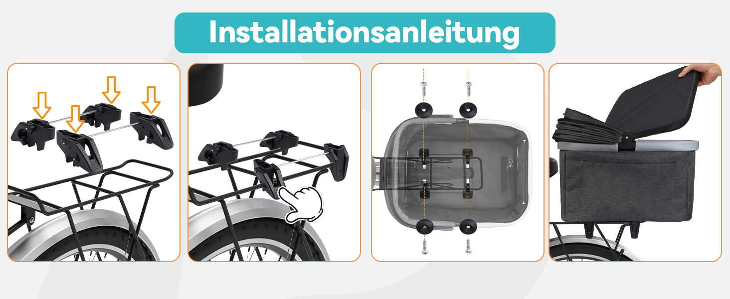 Кошик для велосипеда для собак до 12 кг, кріплення на багажник, металевий каркас, швидкознімний, сітчасте вікно, м'яке сидіння, світловідбиваючі смуги, складний, для міських велосипедів