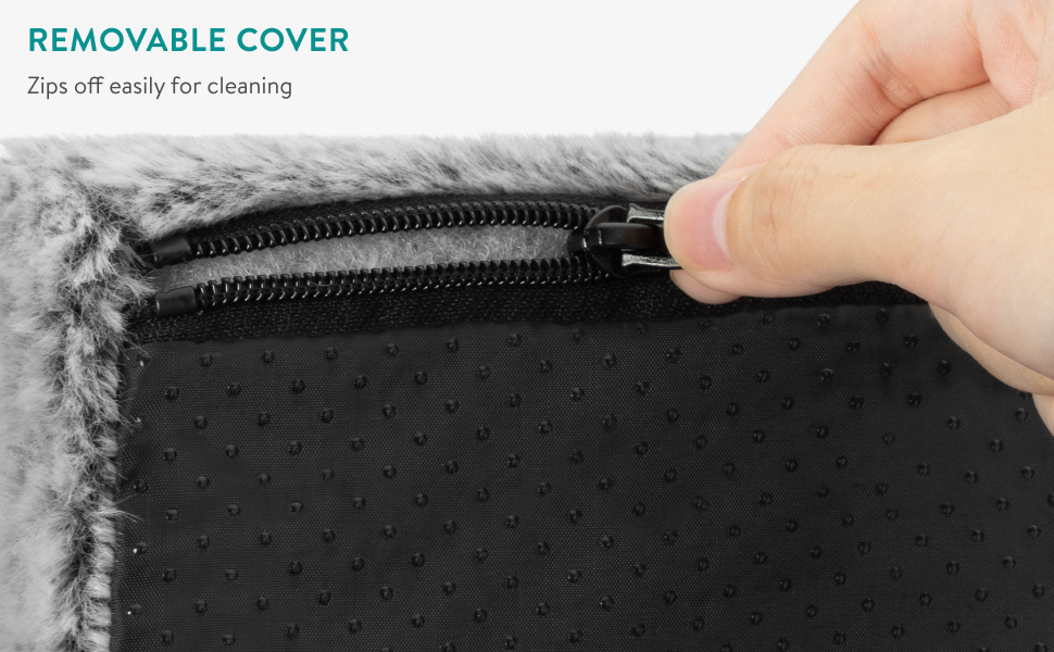 Navaris Тепла ковдра для котів та собак - 60x45x4 см. М'яка, знімний чохол, білий/сірий