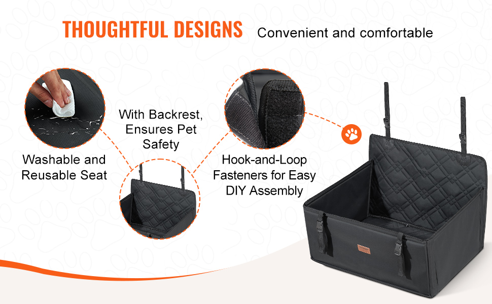 Автокрісло для собак VEVOR - водонепроникне автоліжко для собак до 22 кг, чорне