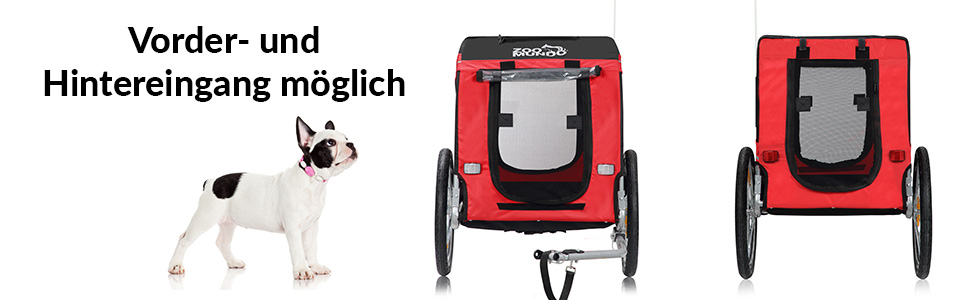 Фahrradanhänger Zoomundo для собак: червоний/чорний, срібна рама - Zoomundo