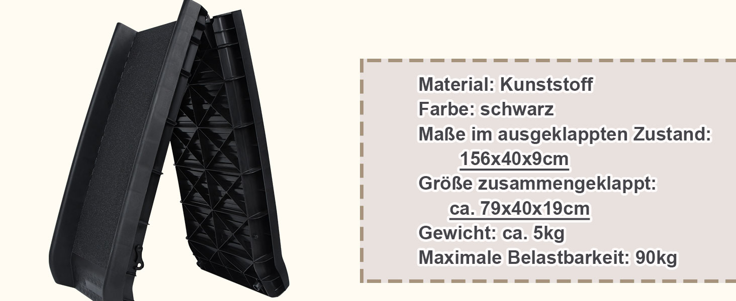 Рампа для собак Hunderampe, складна, антиковзка, до 90 кг, 156x40 см, для SUV, чорна