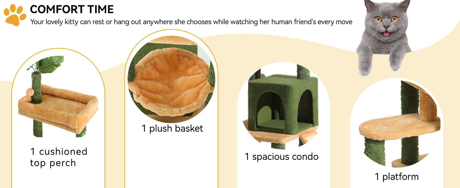 Котячий комплекс YITAHOME з когтеточкою, будиночком та іграшками, 82x74x185 см