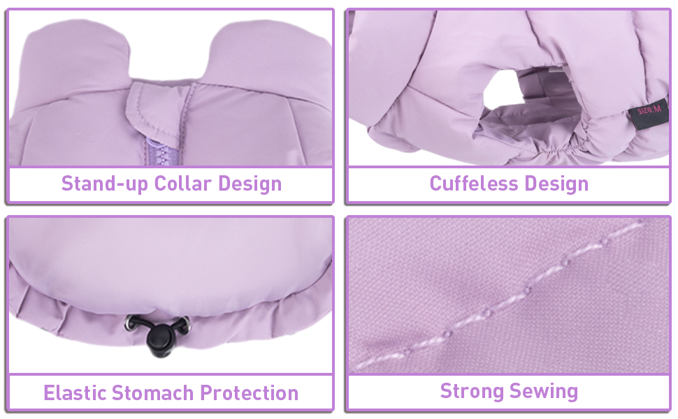 Водонепроникна та вітрозахисна жилетка для собак з D-кільцем, тепла зимова куртка для собак (Lila, S)