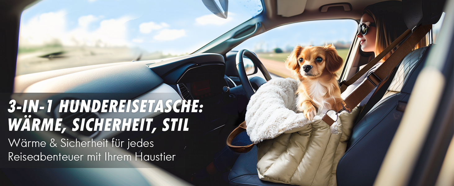 Автомобільне крісло, переноска та ліжко для маленьких собак ClevaHome – Крісло для собак до 4,5 кг, переноска для дому та вулиці