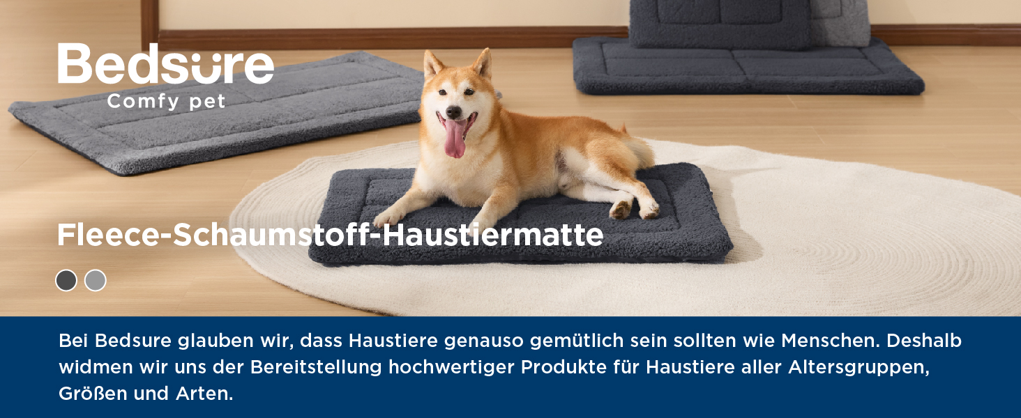Килимок для собак середніх порід BEDSURE - 74x46 см, сірий, з шаруватим наповнювачем, Sherpa плюш, легко миється