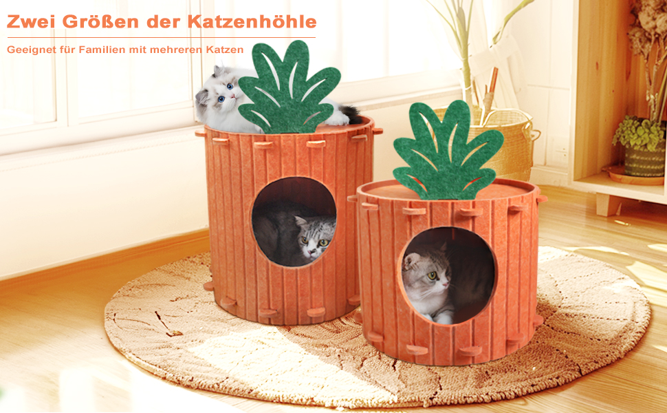 Двоярусна кігтеточка-будиночок для котів з платформою та іграшкою, 60x40x40 см