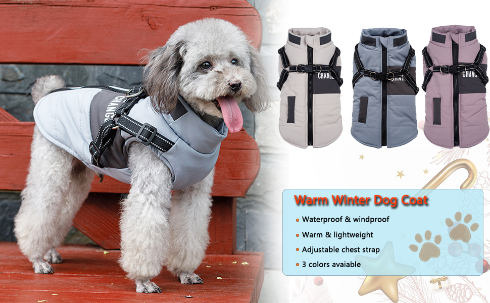 Теплий зимовий одяг для собак, куртка та повідки для маленьких та середніх собак, блакитний XL, сірий