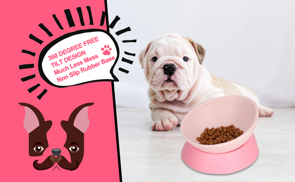 Миска для собак та котів з похилим підставою, неслизька, біла