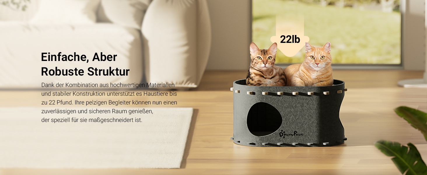 Кігтеточка-будиночок для котів DownyPaws з фетру, 2-ярусна, 50 x 33 x 50 см, сірий (1 шт.)