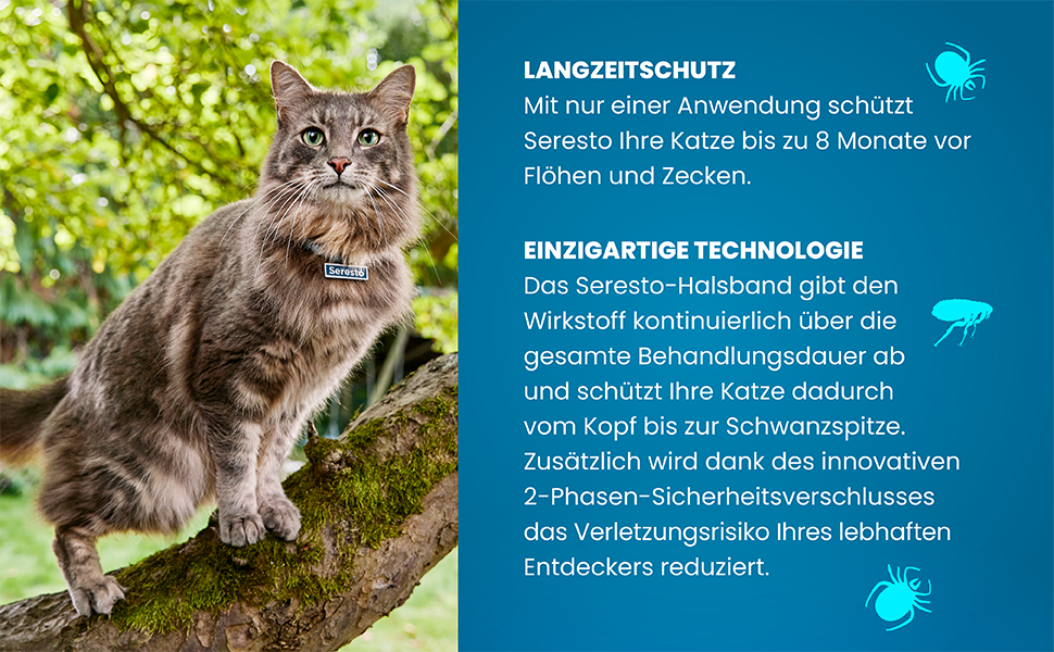 Halsband Seresto від блохи та кліщів для котів: захист до 7 місяців, довжина 36 см, 2 шт. в упаковці