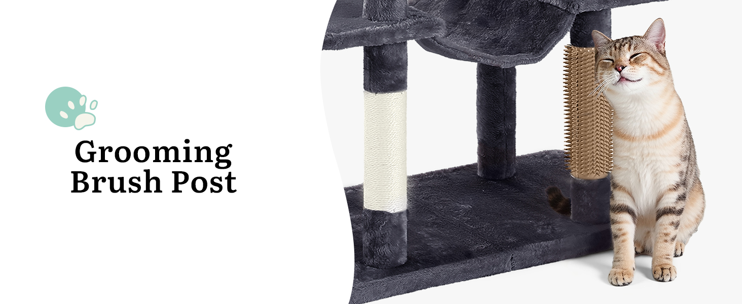 Дерев'яний комплекс для котів YITAHOME з подряпальниками, будиночком та лежаками, 157 см, сірий