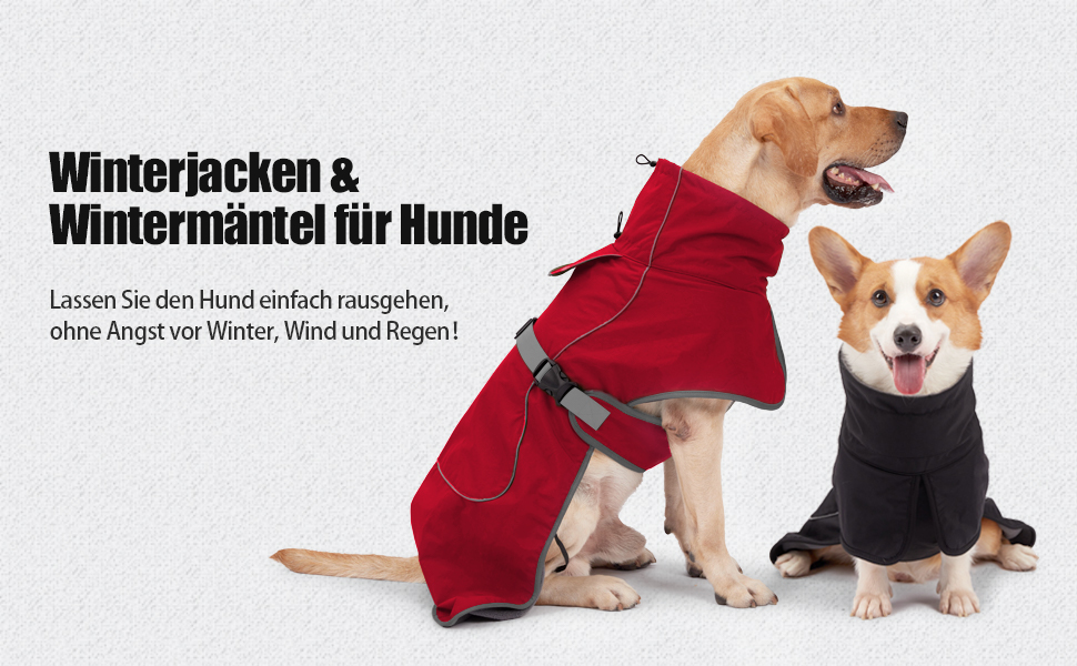 Водонепроникна куртка для собак Heywean з флісовою підкладкою, червона (L)