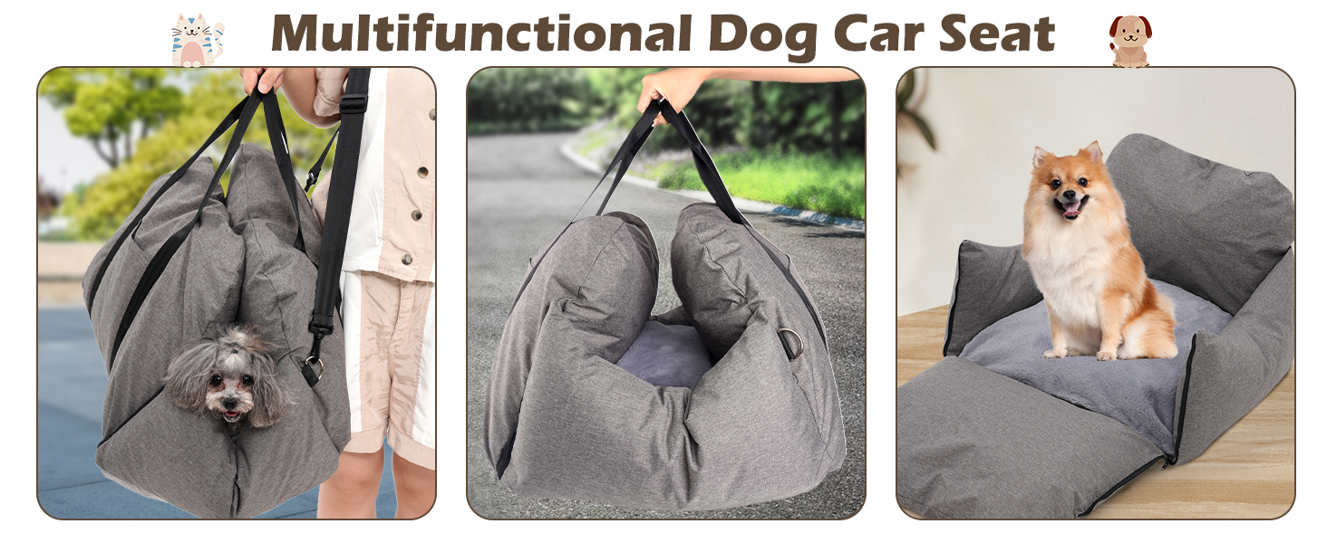 Автомобільний лежак для собак, знімний та миючий, неслизький, для маленьких та середніх собак, з ременями безпеки та бічними кишенями, підходить для будь-якого авто