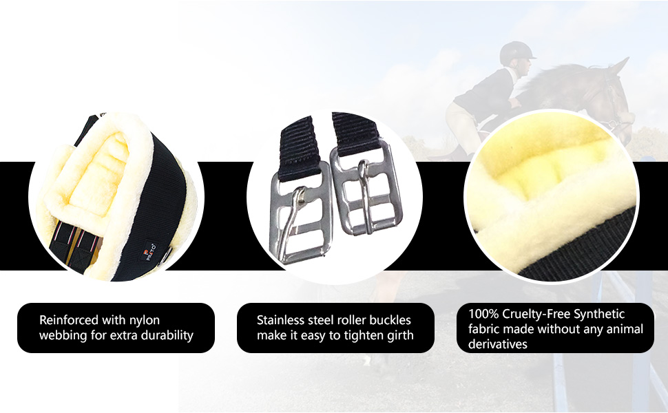 Preto гнучкий підв'яз для коней, м'яке штучне хутро/норка/фліс, міцний нейлон, анти-тертя, з підкладкою, для верхової їзди, повний комплект для поні