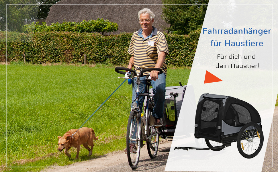 PawHut Причіп для собак, велосипедний причіп для собак, швидкознімні кріплення, водонепроникний, оксфордська тканина, сталь, 140 x 71 x 83 см, чорний