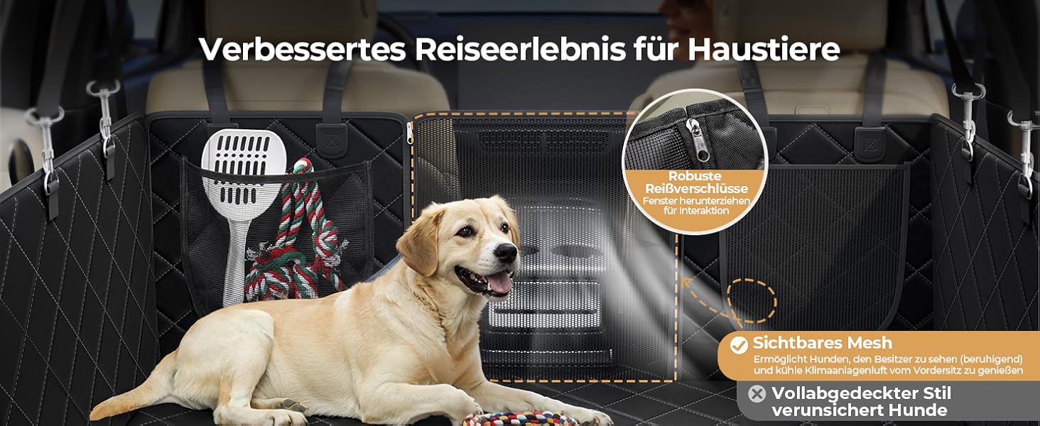 Килимок для собак у машину з жорсткою основою | Водонепроникний, антиковзний, захисний чохол на заднє сидіння авто | Килимок-матрас для собак XXL з 6 шарами та 2 фіксаторами для ременів безпеки